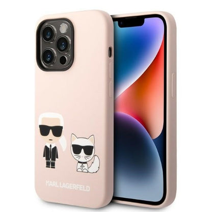 MagSafe futrola za Apple iPhone 14 Pro, Karl Lagerfeld, silikonsko tijelo Karl & Choupette, roza