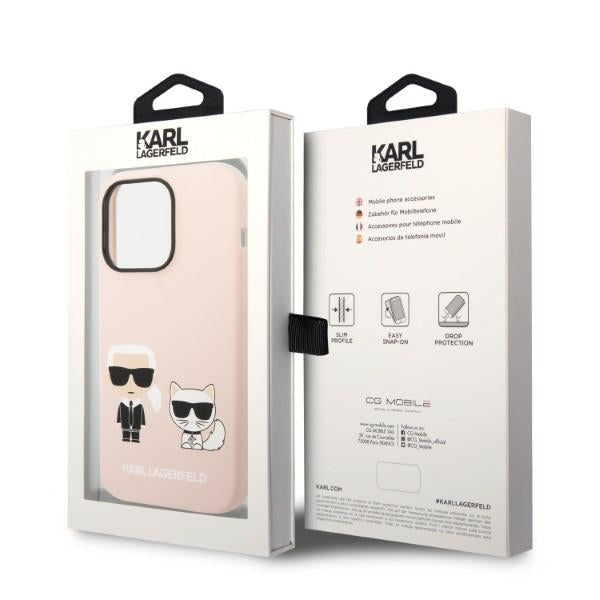 MagSafe futrola za Apple iPhone 14 Pro, Karl Lagerfeld, silikonsko tijelo Karl & Choupette, roza