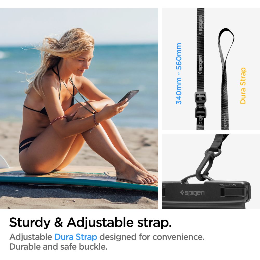 Univerzalna Vodootporna Torbica za Telefon 3.5inch - 7inch, Spigen, A601, Crna AMP04525