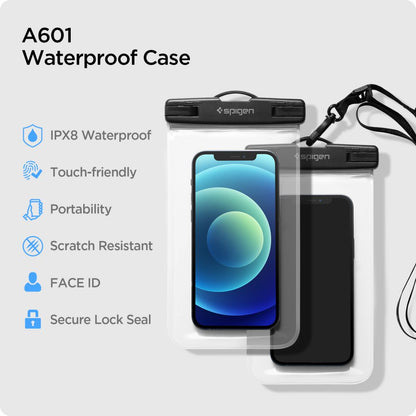 Univerzalna Vodootporna Torbica za Telefon max. 3.5inch - 7inch, Spigen, A601, Set 2 komada, Prozirna AMP03098
