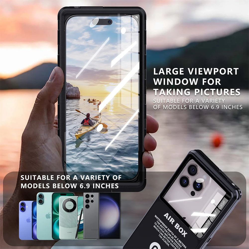 Univerzalna vodootporna futrola za telefon max. 6.9 inča, ShellBox, AirBox, Crna