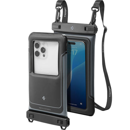 Univerzalna Vodootporna Torbica za Telefon max. 6.9inch, Spigen, A611P, Set 2 komada, Mat Crna ACS09348