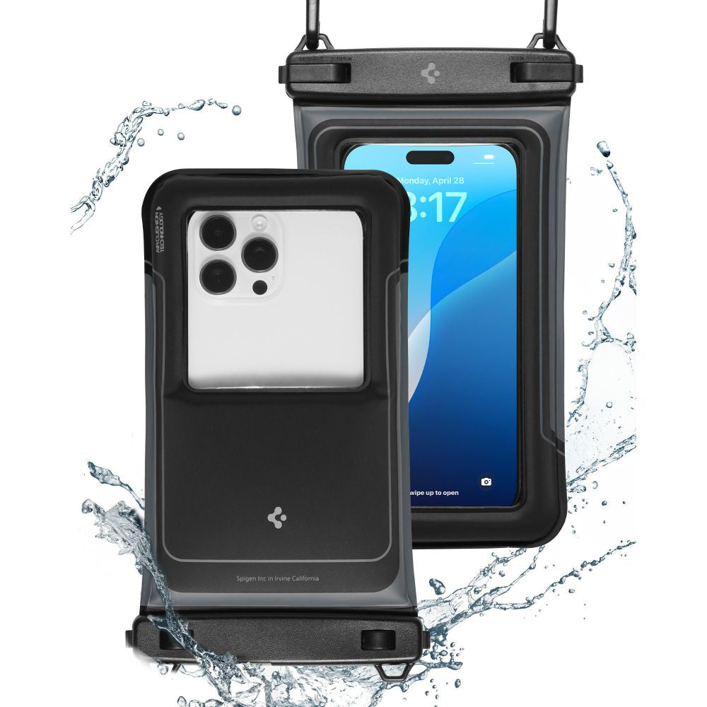 Univerzalna Vodootporna Torbica za Telefon max. 6.9inch, Spigen, A611P, Set 2 komada, Mat Crna ACS09348