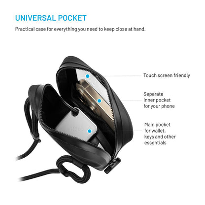 Univerzalna vodootporna torbica za telefon do 7 inča, Fixed, Crna