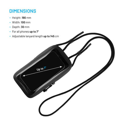 Univerzalna vodootporna torbica za telefon do 7 inča, Fixed, Crna
