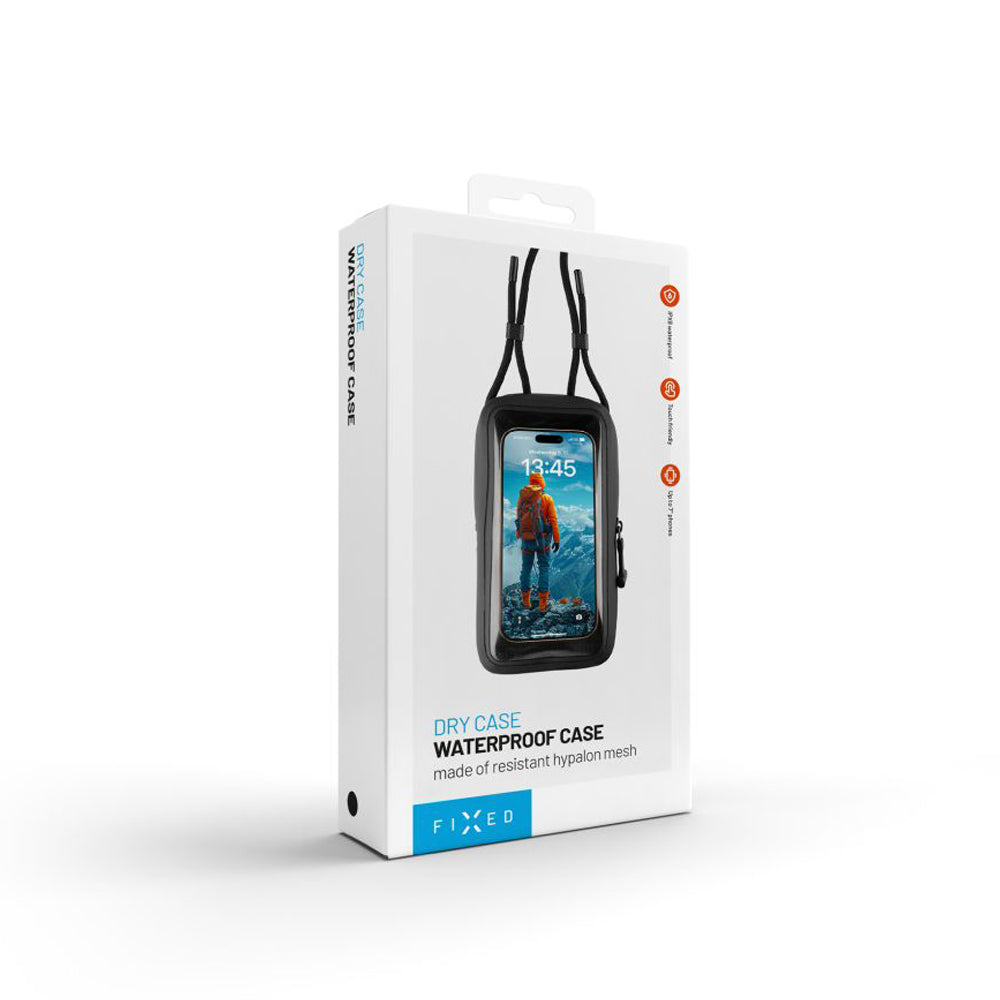 Univerzalna vodootporna torbica za telefon do 7 inča, Fixed, Crna