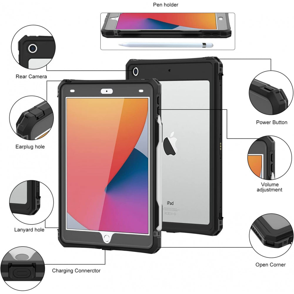 Vodootporna futrola za Apple iPad 10.2 (2021) / 10.2 (2020) / 10.2 (2019), ShellBox, Crna