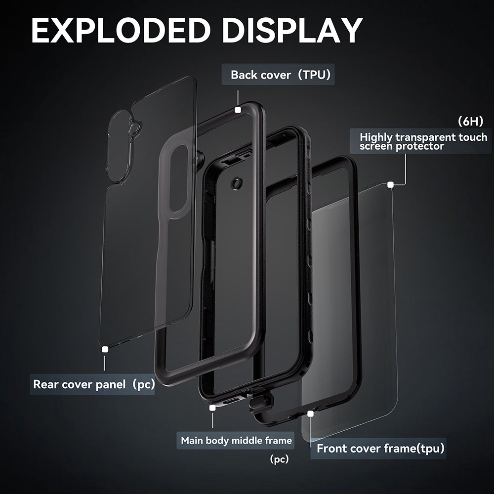 Vodootporna maska za Samsung Galaxy A16 5G A166 / A16 4G A165, ShellBox, Crna