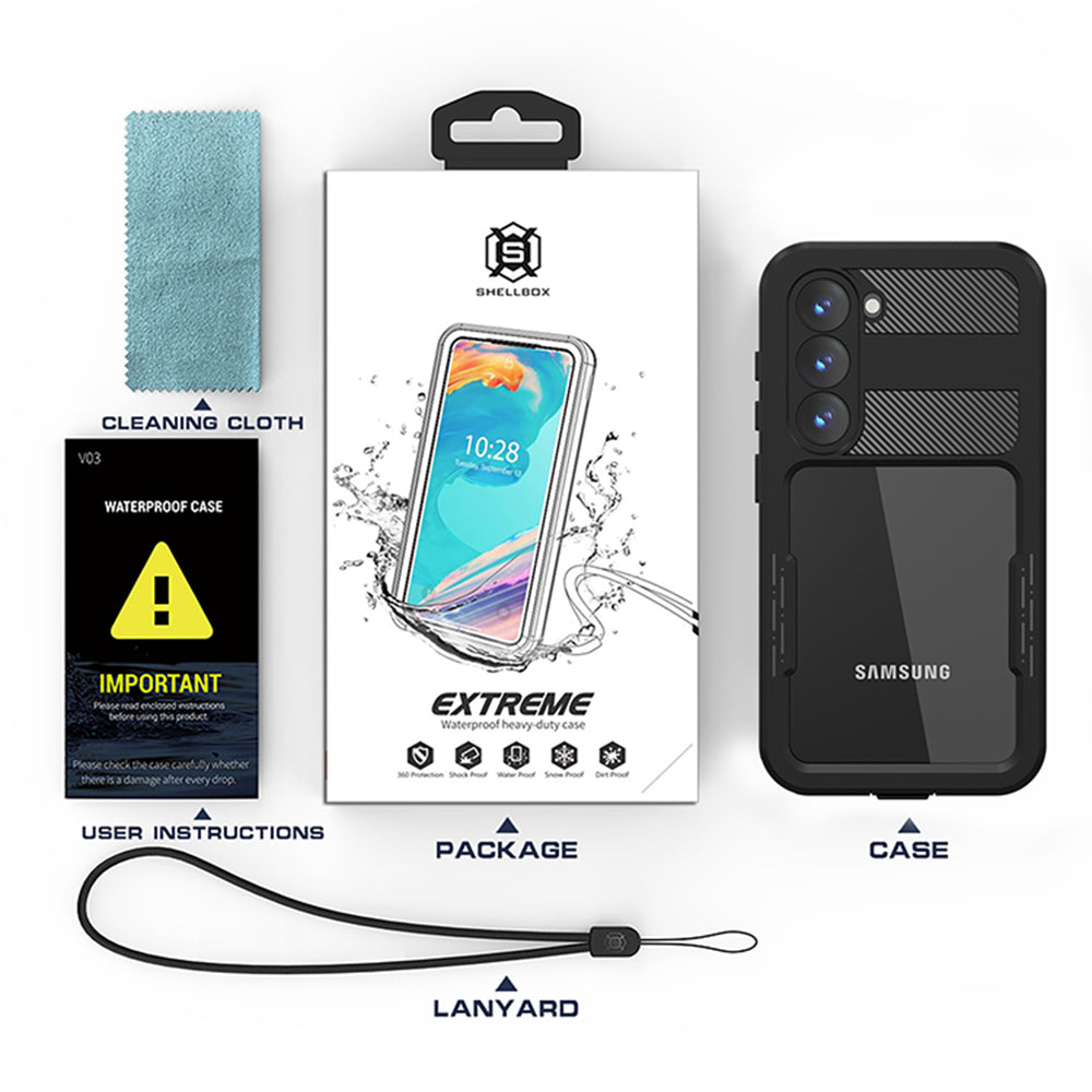 Vodootporna maska za Samsung Galaxy S23 S911, ShellBox, Crna