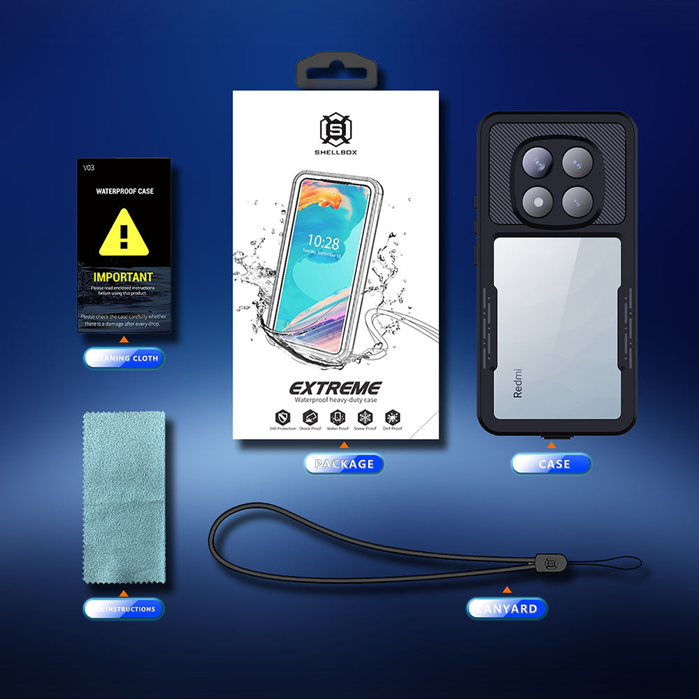 Vodootporna maska za Xiaomi Poco X7 / Redmi Note 14 Pro 5G, ShellBox, Crna