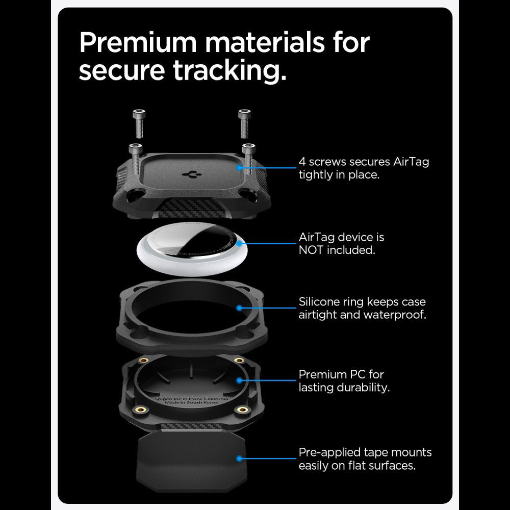 Vodootporna futrola Spigen Tough Armor za Apple AirTag, Crna ACS09781