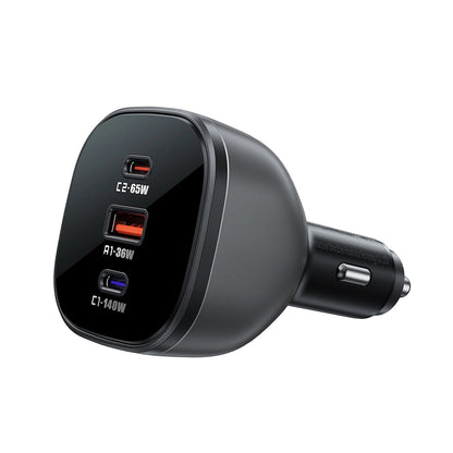 Auto punjač Acefast B14, 165W, 5A, 1 x USB-A - 2 x USB-C, Crni