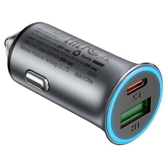 Auto punjač Acefast B16, 95W, 3.25A, 1 x USB-A - 1 x USB-C, Sivi