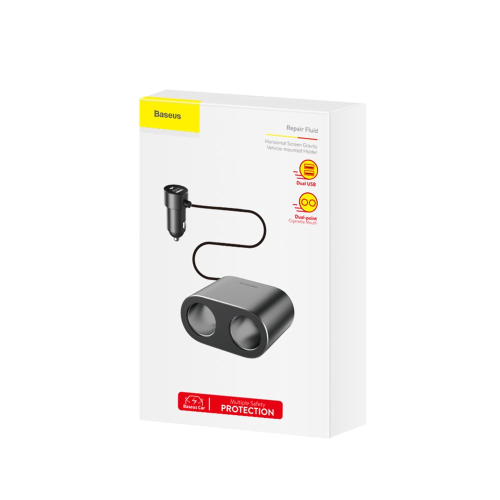 Auto punjač Baseus visoke učinkovitosti, 95W, 2.1A, 2 x produžetak za upaljač - 2 x USB-A, sivi CRDYQ-01