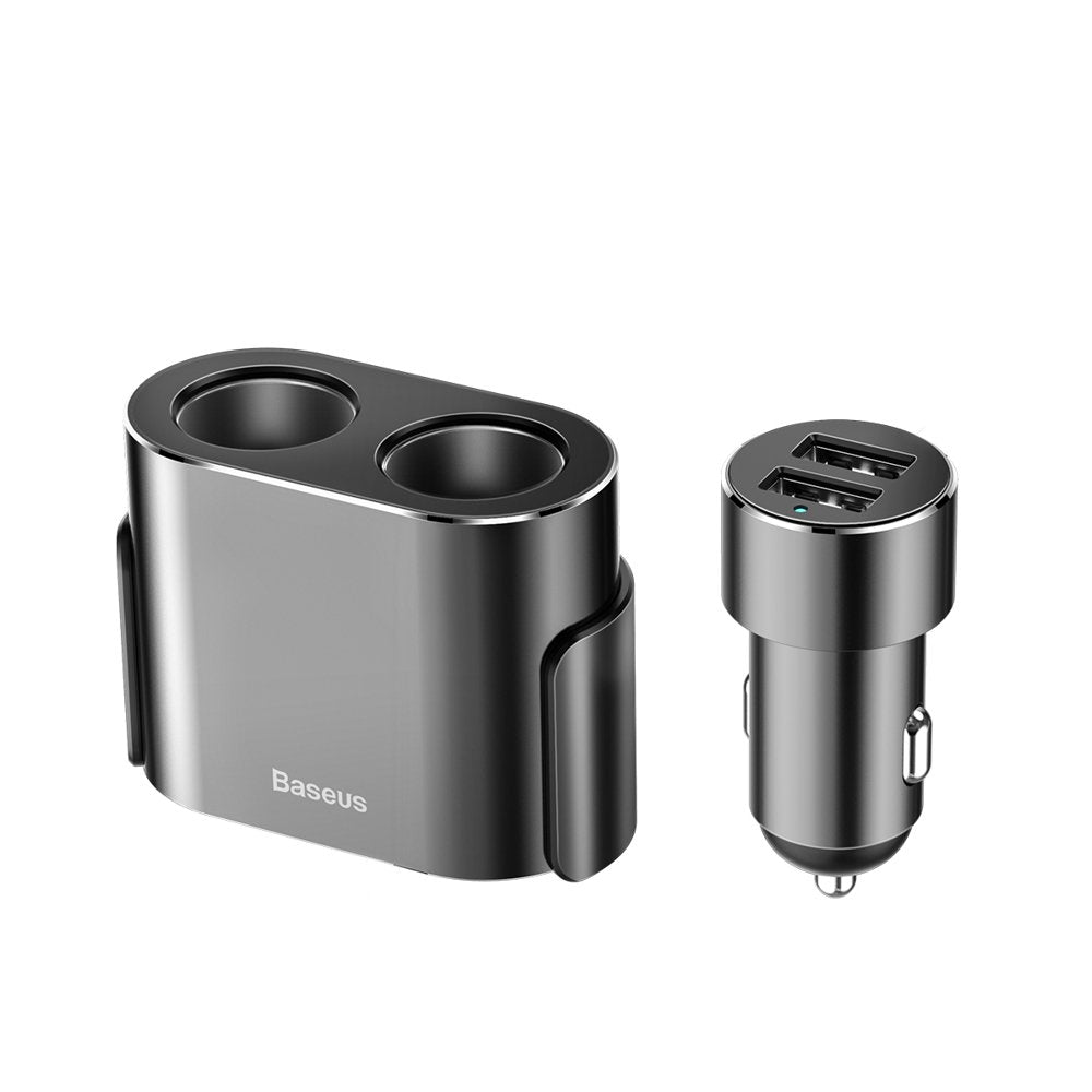 Auto punjač Baseus visoke učinkovitosti, 95W, 2.1A, 2 x produžetak za upaljač - 2 x USB-A, sivi CRDYQ-01