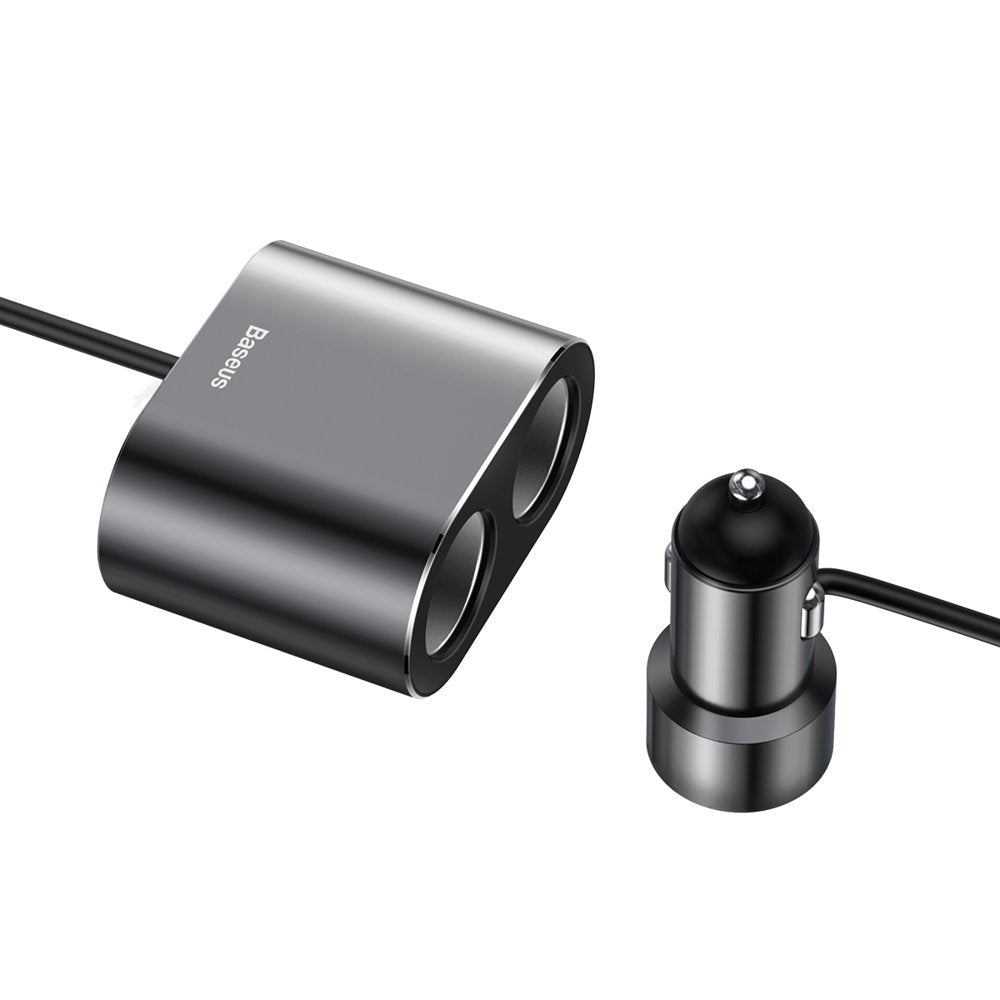 Auto punjač Baseus visoke učinkovitosti, 95W, 2.1A, 2 x produžetak za upaljač - 2 x USB-A, sivi CRDYQ-01
