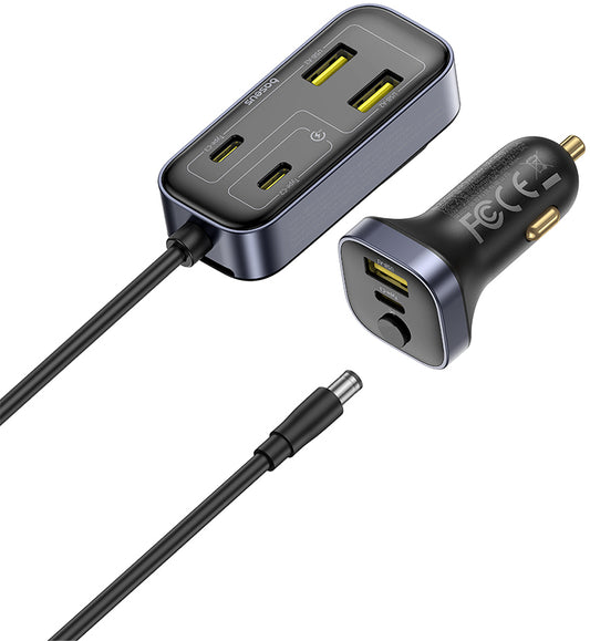 Auto punjač Baseus BackseatPal L1, 110W, 3A, 3 x USB-A - 3 x USB-C, Crni C00081100121-00