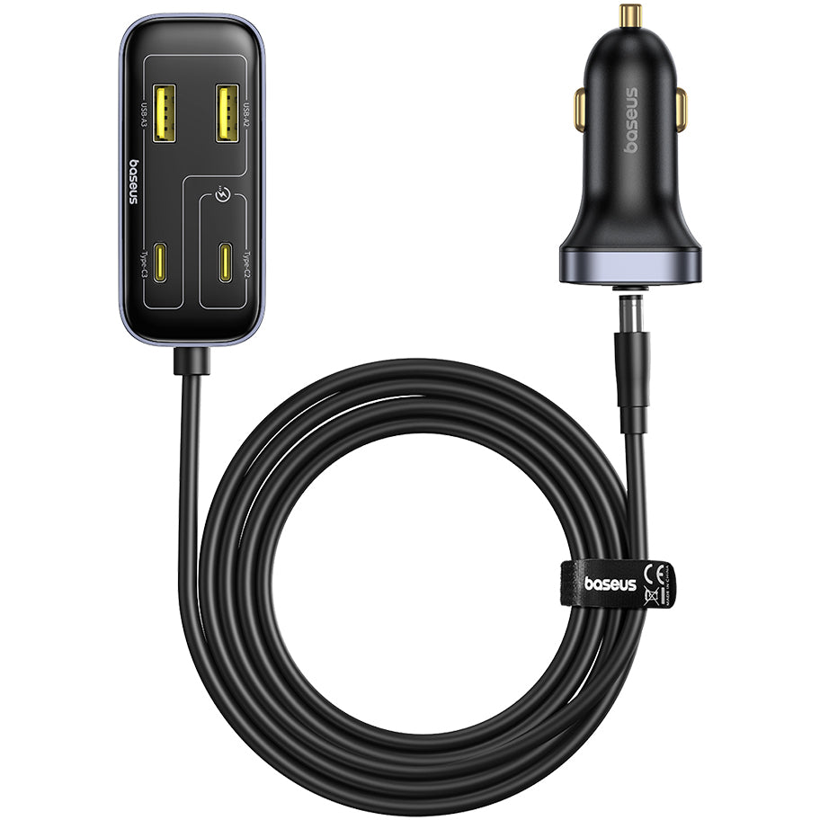 Auto punjač Baseus BackseatPal L1, 110W, 3A, 3 x USB-A - 3 x USB-C, Crni C00081100121-00