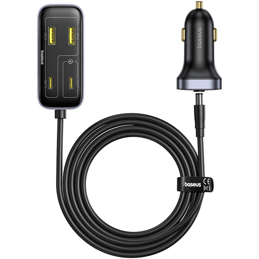 Auto punjač Baseus BackseatPal L1, 110W, 3A, 3 x USB-A - 3 x USB-C, Crni C00081100121-00
