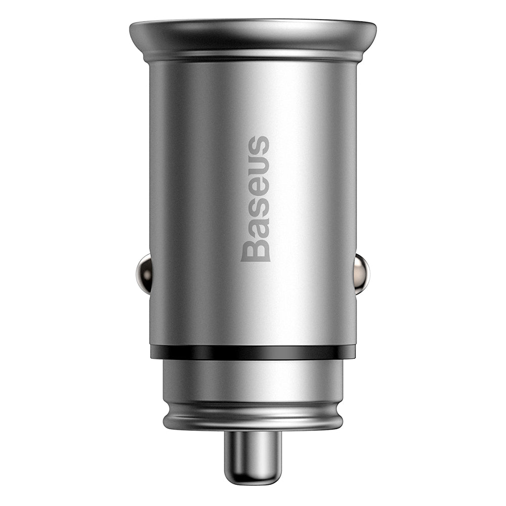 Auto punjač Baseus Circular Metal, 30W, 5A, 1 x USB-A - 1 x USB-C, Sivi
