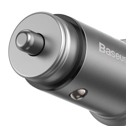 Auto punjač Baseus Circular Metal, 30W, 5A, 1 x USB-A - 1 x USB-C, Sivi