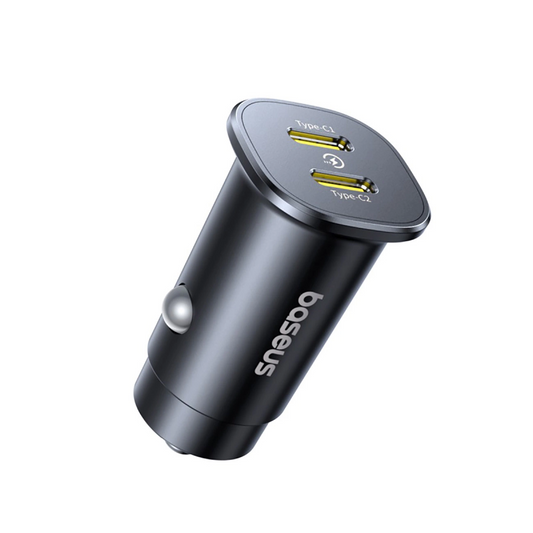 Auto punjač Baseus GoTrip, 30W, 3A, 2 x USB-C, Crni