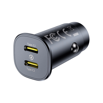 Auto punjač Baseus GoTrip, 30W, 3A, 2 x USB-C, Crni