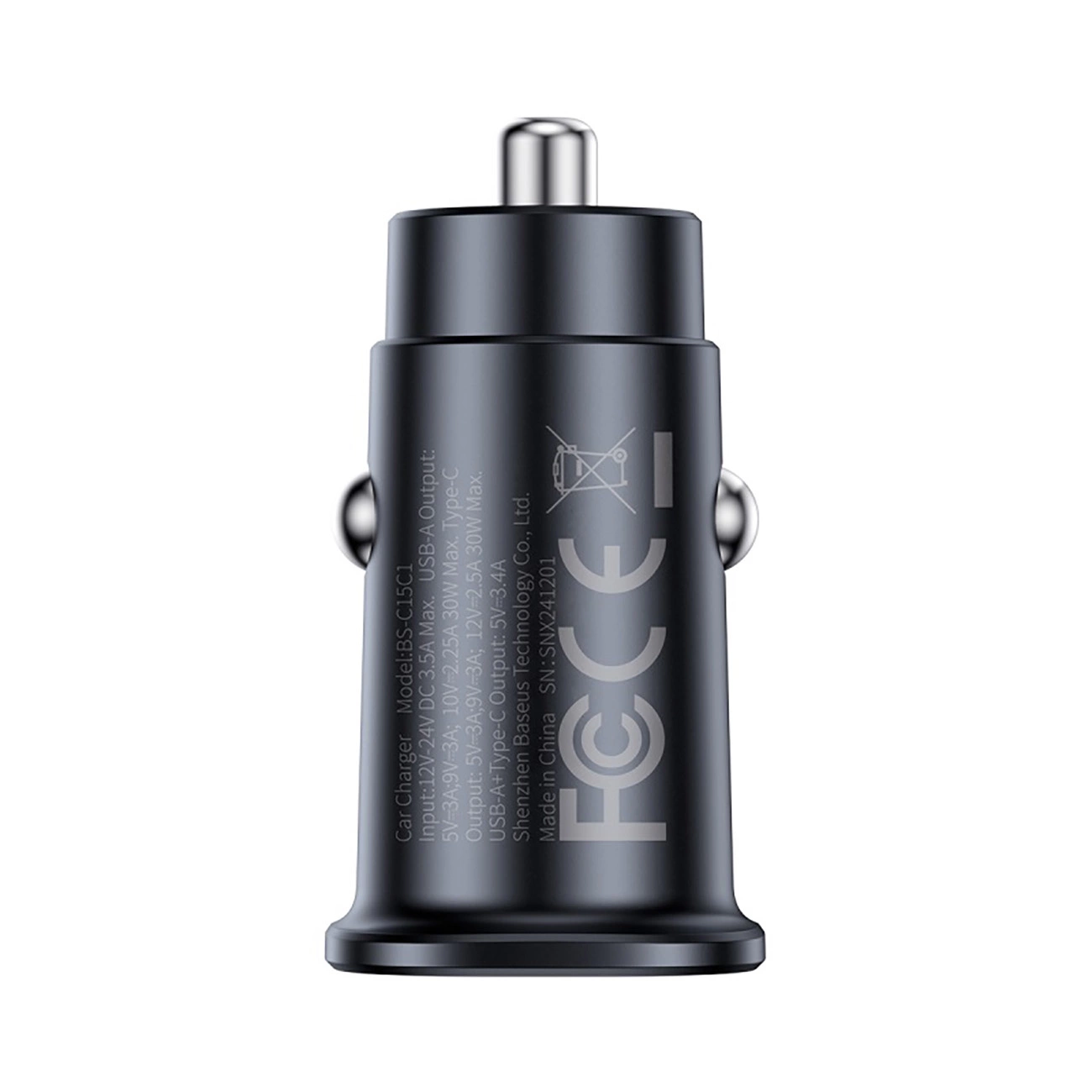Auto punjač Baseus GoTrip, 30W, 3A, 2 x USB-C, Crni