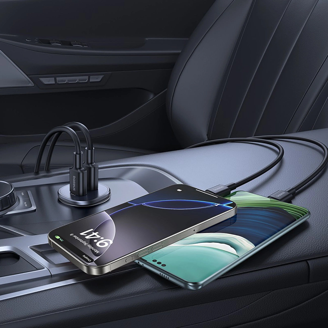 Auto punjač Baseus GoTrip, 30W, 3A, 1 x USB-A - 1 x USB-C, Crni