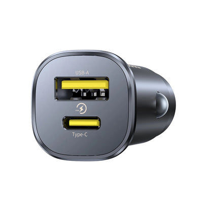 Auto punjač Baseus GoTrip, 30W, 3A, 1 x USB-A - 1 x USB-C, Crni