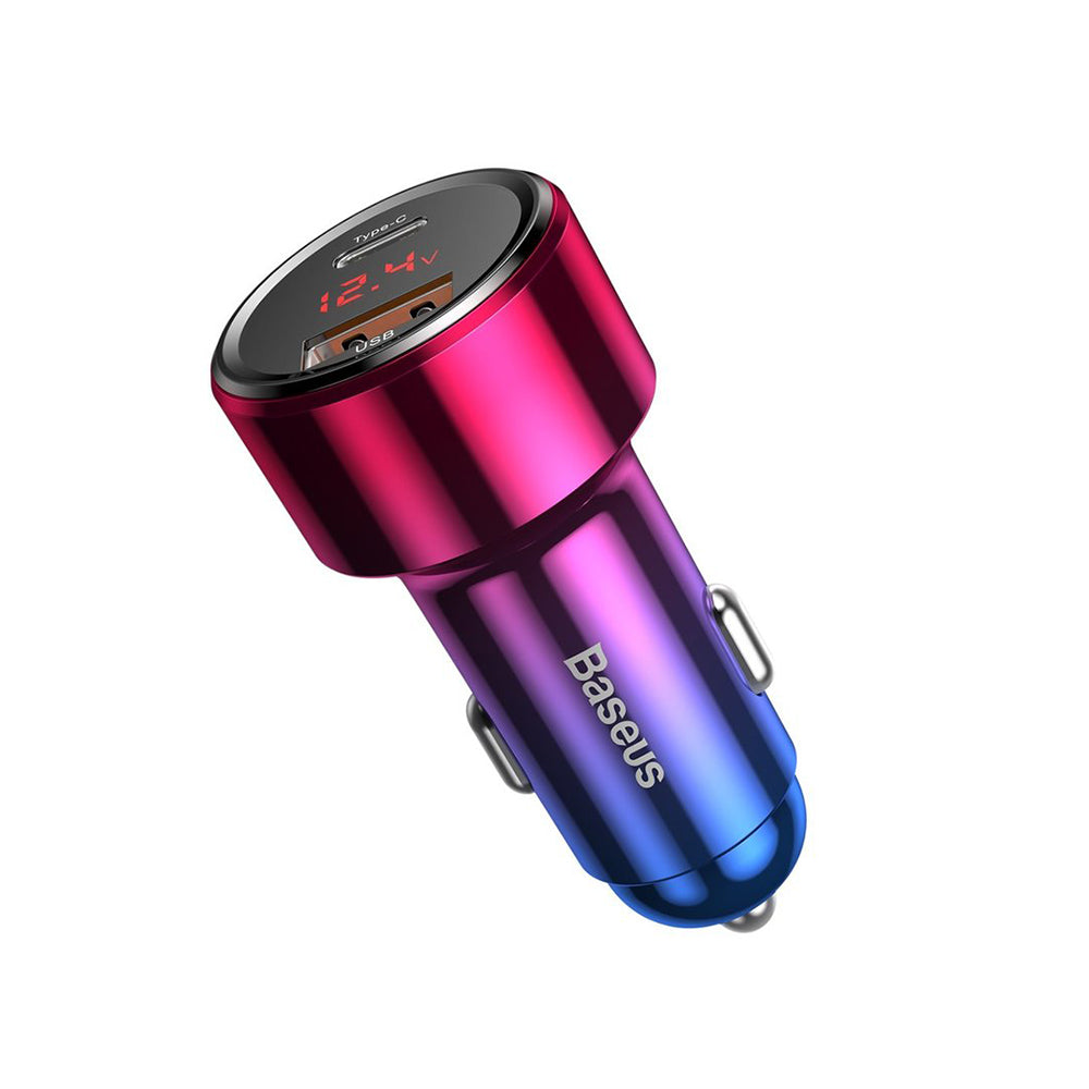 Auto punjač Baseus Magic Display Series, 45W, 5A, 1 x USB-A - 1 x USB-C, Višebojni CCMLC20C-09