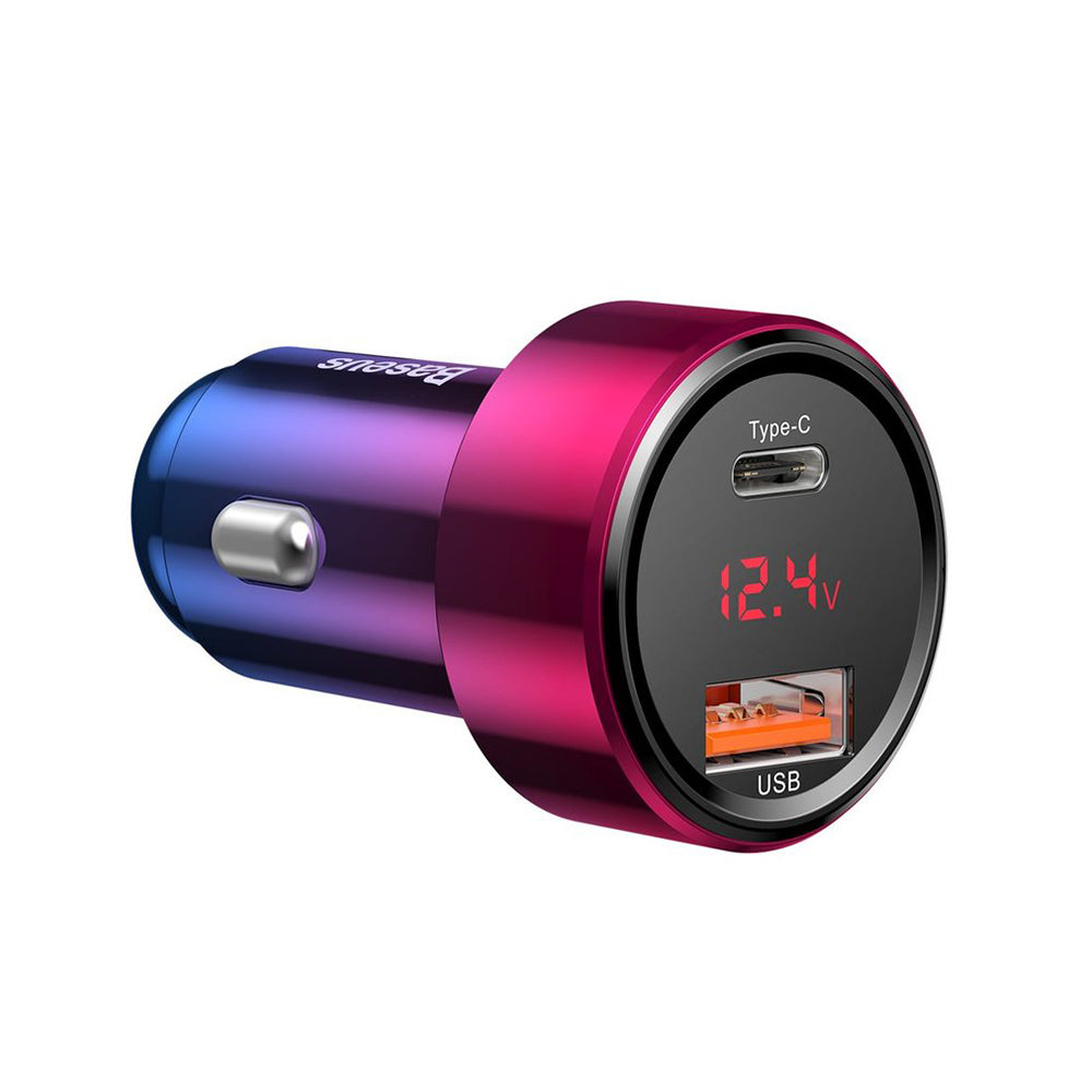 Auto punjač Baseus Magic Display Series, 45W, 5A, 1 x USB-A - 1 x USB-C, Višebojni CCMLC20C-09