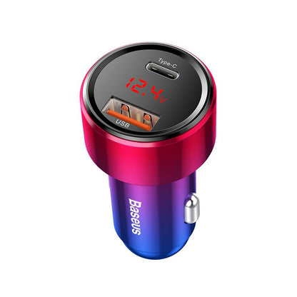 Auto punjač Baseus Magic Display Series, 45W, 5A, 1 x USB-A - 1 x USB-C, Višebojni CCMLC20C-09
