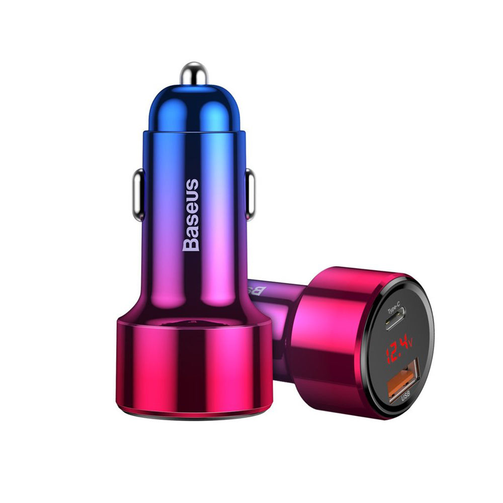Auto punjač Baseus Magic Display Series, 45W, 5A, 1 x USB-A - 1 x USB-C, Višebojni CCMLC20C-09