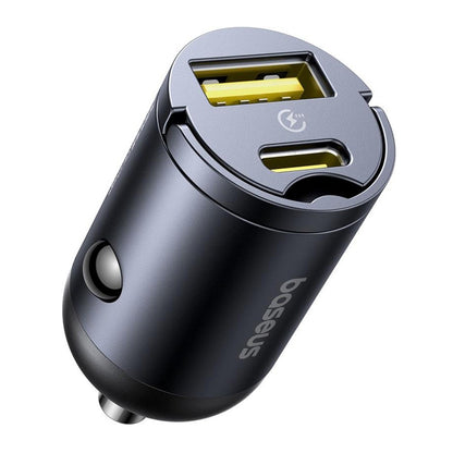 Auto punjač Baseus Tiny Star, 30W, 3A, 1 x USB-A - 1 x USB-C, Crni C00035001121-02