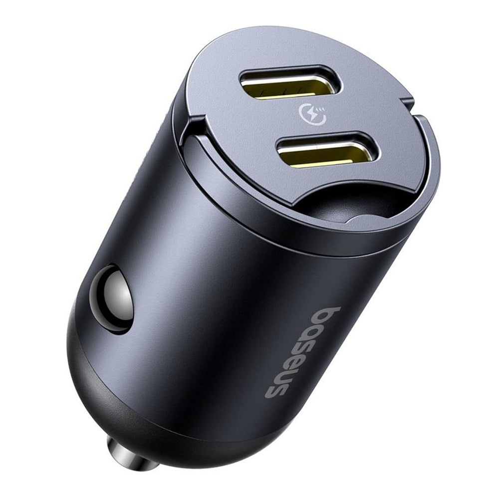 Auto punjač Baseus Tiny Star, 30W, 3A, 2 x USB-C, Crni C00035001121-03