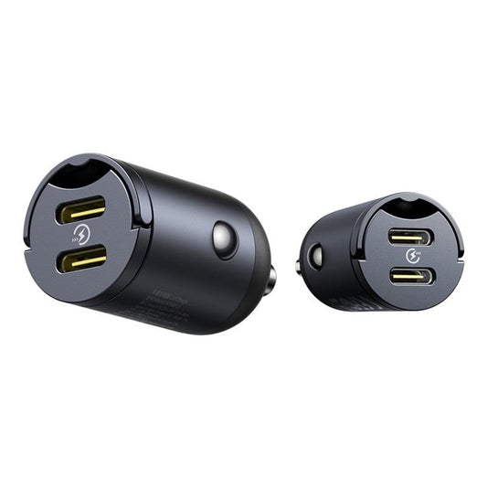 Auto punjač Baseus Tiny Star, 30W, 3A, 2 x USB-C, Crni C00035001121-03