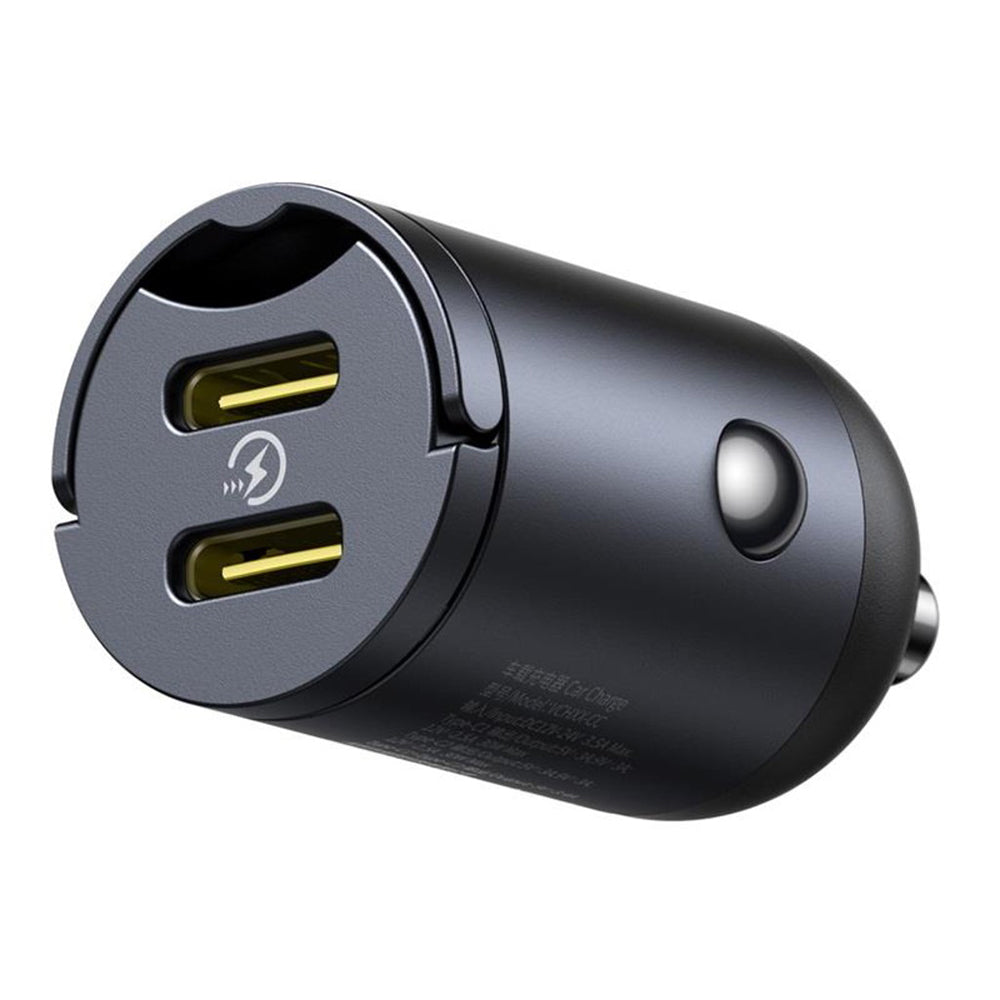 Auto punjač Baseus Tiny Star, 30W, 3A, 2 x USB-C, Crni C00035001121-03