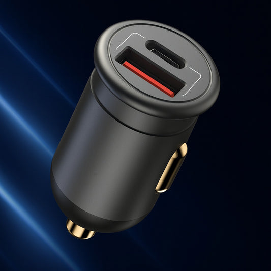 Auto punjač Blueo, 35W, 3A, 1 x USB-A - 1 x USB-C, Sivi