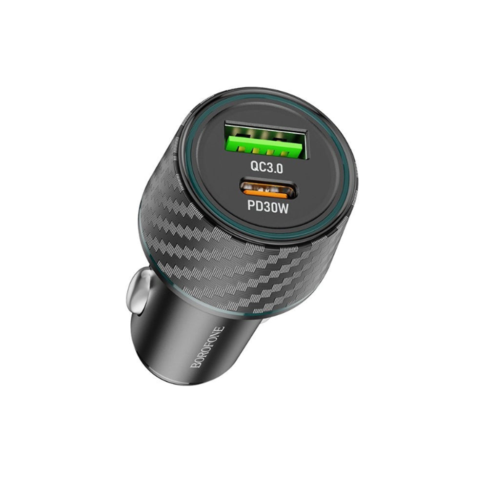 Auto punjač Borofone BZ21 Brilliant, 48W, 3A, 1 x USB-A - 1 x USB-C, Crni