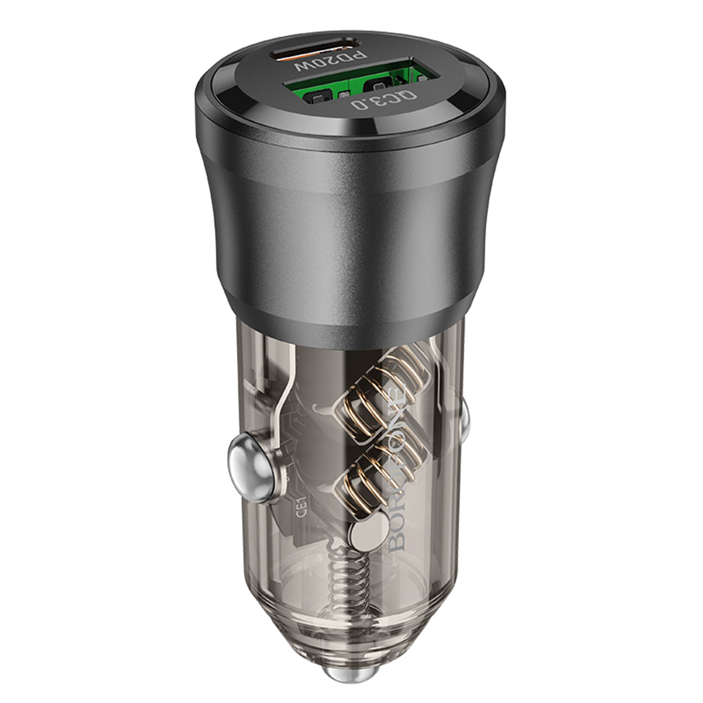 Auto punjač Borofone BZ25 Journey, 38W, 3A, 1 x USB-A - 1 x USB-C, Crni