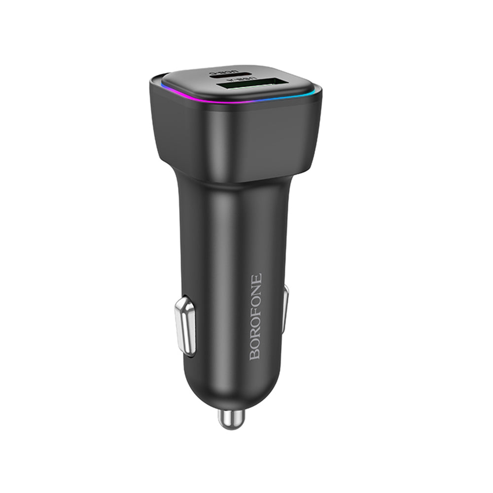 Auto punjač Borofone BZ28A Trophie, 30W, 3A, 1 x USB-A - 1 x USB-C, Crni