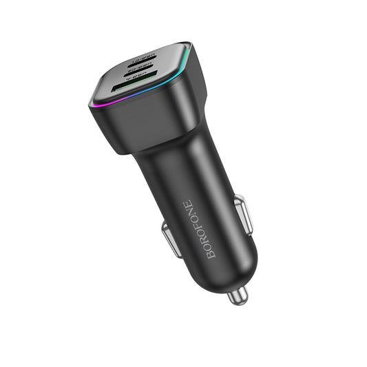Auto punjač Borofone BZ28C Trophie, 60W, 3A, 1 x USB-A, 2 x USB-C, Crni