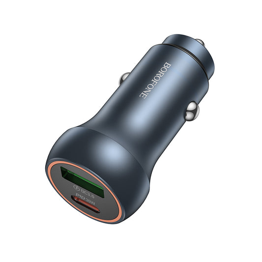 Auto punjač Borofone BZ32B Fresh, 48W, 3A, 1 x USB-A - 1 x USB-C, Sivi