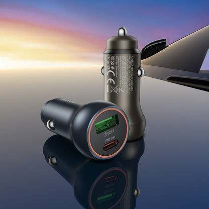 Auto punjač Borofone BZ32B Fresh, 48W, 3A, 1 x USB-A - 1 x USB-C, Sivi