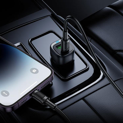 Auto punjač Borofone BZ34B Cloud, 38W, 3A, 1 x USB-A - 1 x USB-C, Crni