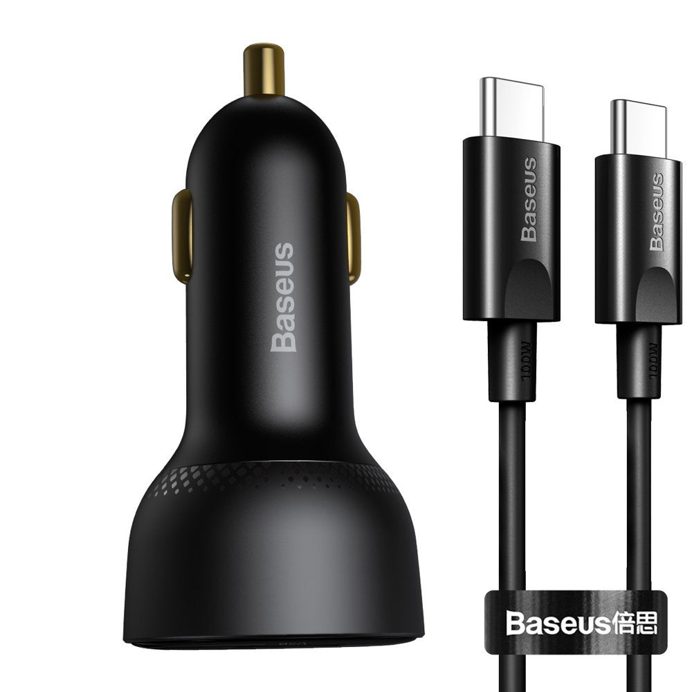 Auto punjač s USB-C kabelom Baseus Superme, 100W, 5A, 1 x USB-A - 1 x USB-C, Crni TZCCZX-01