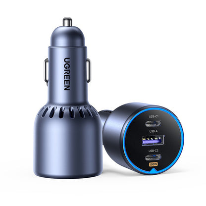 Auto punjač s USB-C kabelom UGREEN EC705, 130W, 5A, 1 x USB-A - 2 x USB-C, Sivi