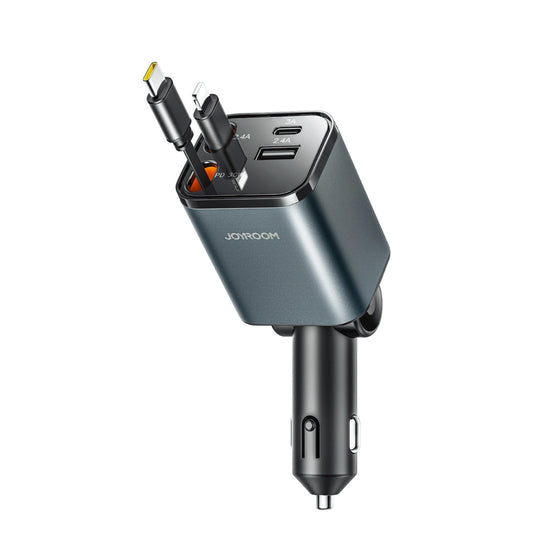 Auto punjač s USB-C / Lightning kabelom Joyroom JR-CCL05, 30W, 3A, 1 x USB-A - 1 x USB-C, Sivi