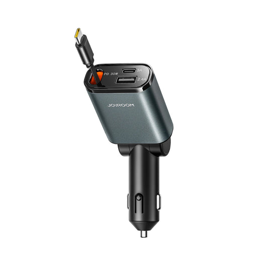 Auto punjač s USB-C kabelom Joyroom JR-CCL07, 30W, 3A, 1 x USB-A - 1 x USB-C, Sivi